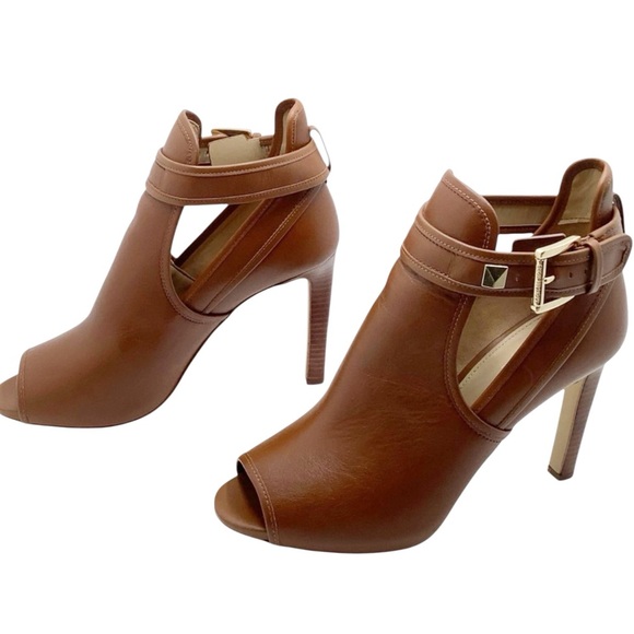 {Michael Kors} Fanning Leather Open-Toe Ankle Boot - Picture 6 of 11